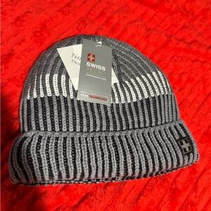 Swiss Tech Men's Ribbed Knit Beanie - Gray & Black